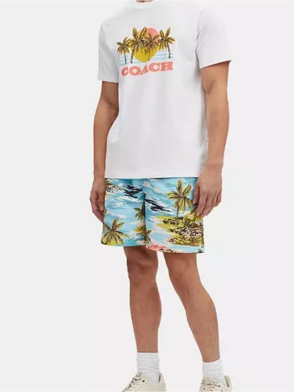 NWT Coach - Blue & White Hawaiian Print Swim Shorts - Size S - CK396 - RARE ✨🏝️